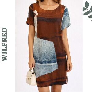 Wilfred 100% Silk Abstract Shift Dress | Size Small